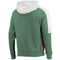 Sweat à capuche avec fermeture éclair et blocs de couleurs Minnesota Wild Playoffs Starter vert/rouge pour homme