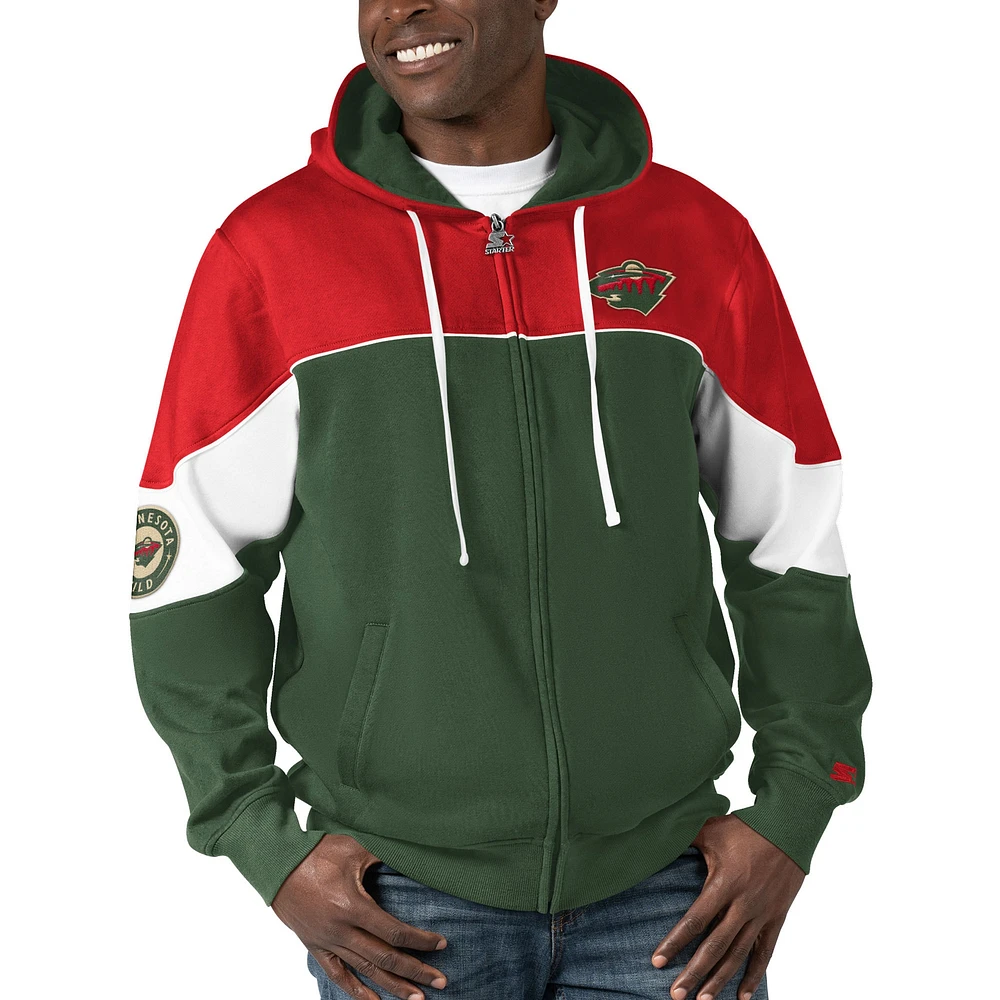 Sweat à capuche entièrement zippé Starter Green/Red Minnesota Wild Power Forward pour hommes