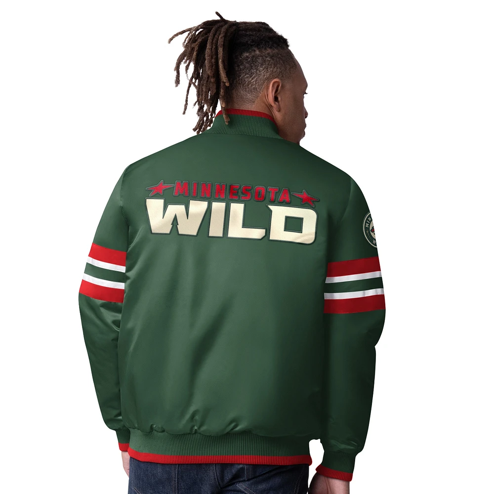 Men's Starter Green Minnesota Wild Scout I Full-Snap Varsity Jacket