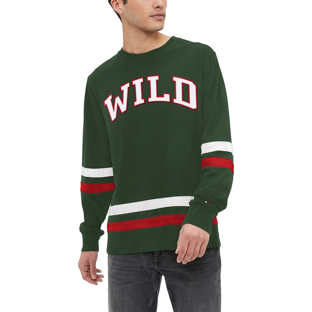 T-shirt Tommy Hilfiger Minnesota Wild Nolan à manches longues pour hommes, vert