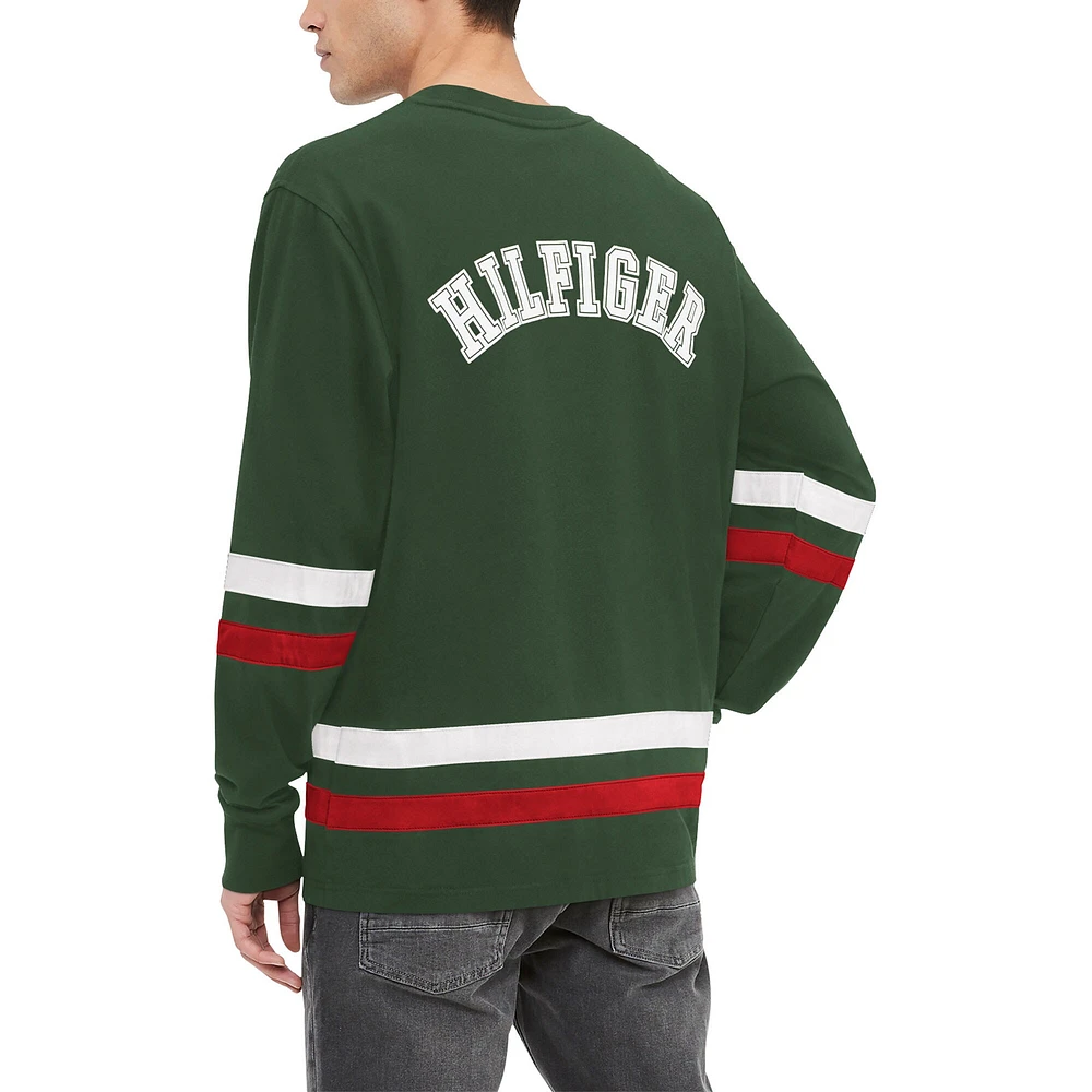 T-shirt Tommy Hilfiger Minnesota Wild Nolan à manches longues pour hommes, vert