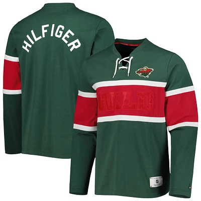 Haut à manches longues lacets Tommy Hilfiger Minnesota Wild Walter vert pour hommes