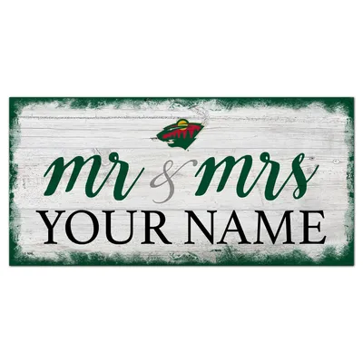 Minnesota Wild 6" x 12" Personalized Mr. & Mrs. Script Sign