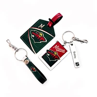 Minnesota Wild - Coffret cadeau trois pièces en cuir avec étiquette personnalisée