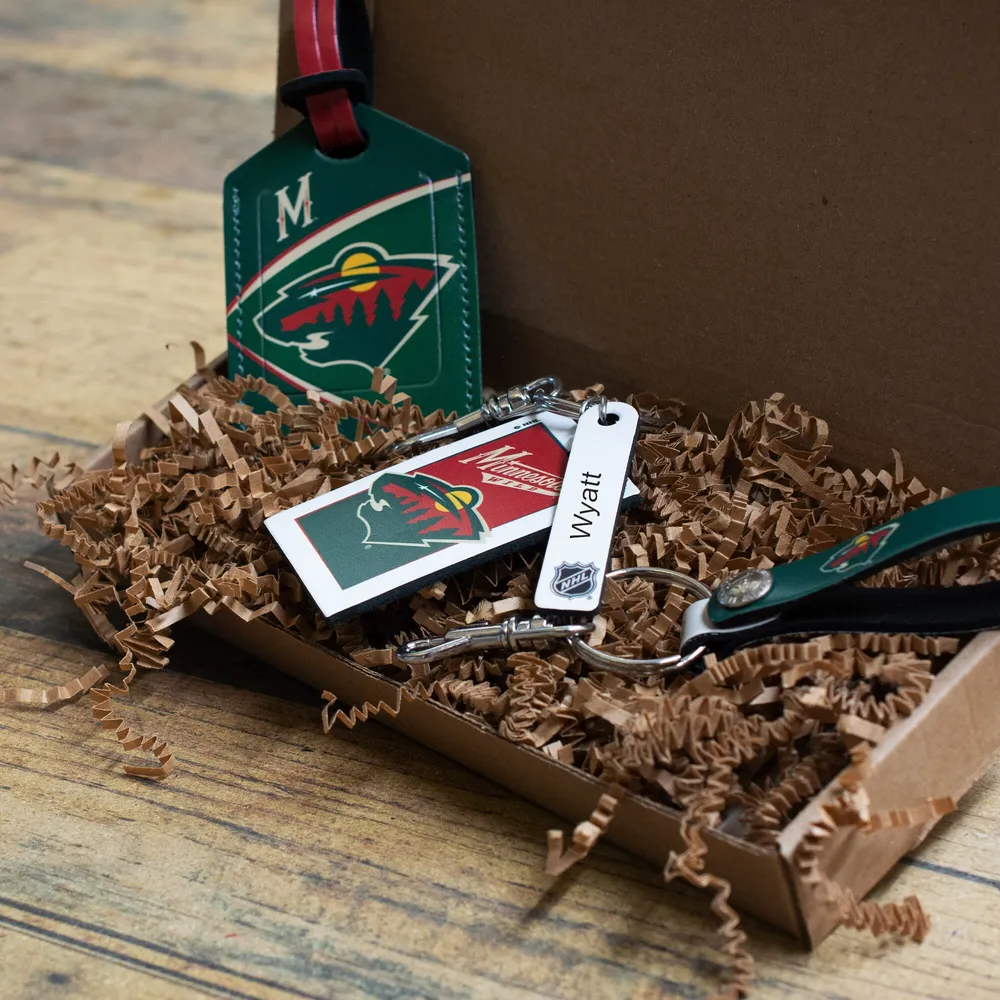 Minnesota Wild - Coffret cadeau trois pièces en cuir avec étiquette personnalisée