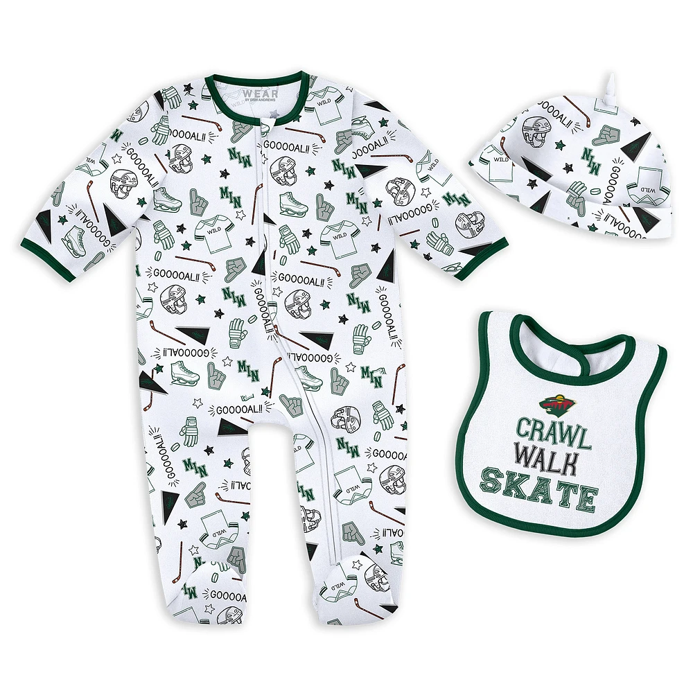 Newborn & Infant WEAR by Erin Andrews Minnesota Wild Sleep and Play Sleeper Set with Bib