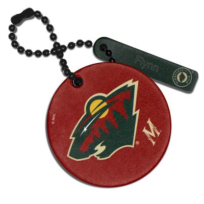 Red Minnesota Wild Personalized Leather Round Bag Tag