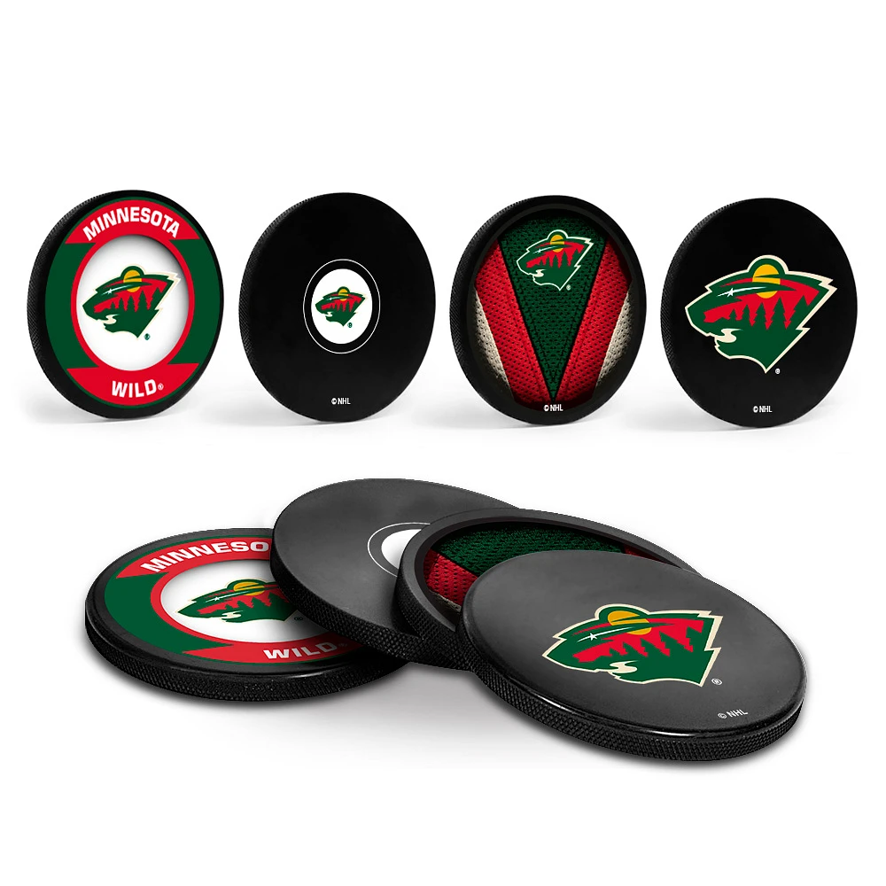 The Sports Vault Minnesota Wild Four-Piece Puck Coaster Set