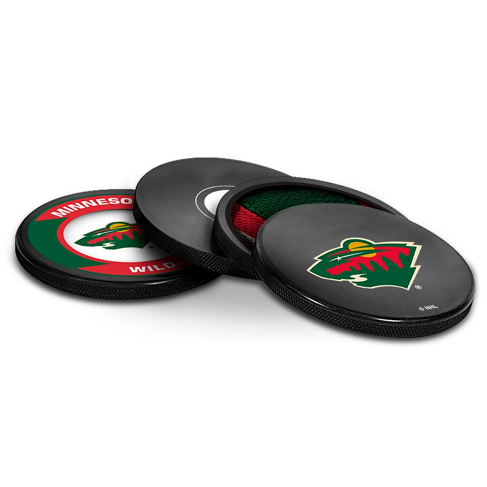 The Sports Vault Minnesota Wild Lot de 4 dessous de verre en forme de rondelle