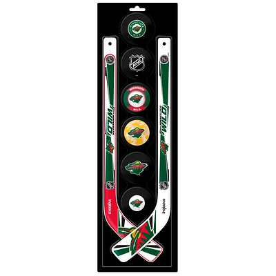 The Sports Vault Minnesota Wild Mini bâton de hockey et rondelle en mousse huit pièces