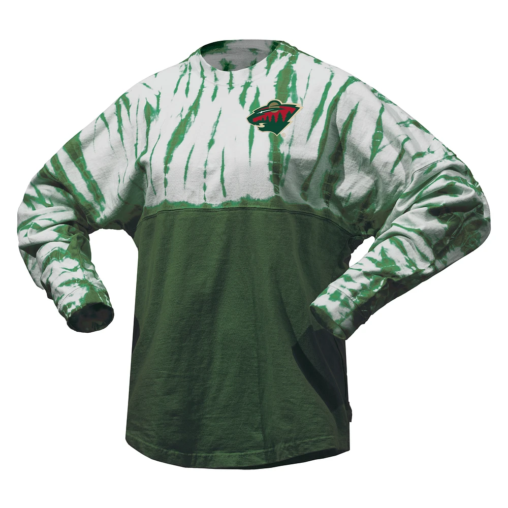 T-shirt à manches longues unisexe Spirit Jersey vert Minnesota Wild Crystal Half Dye