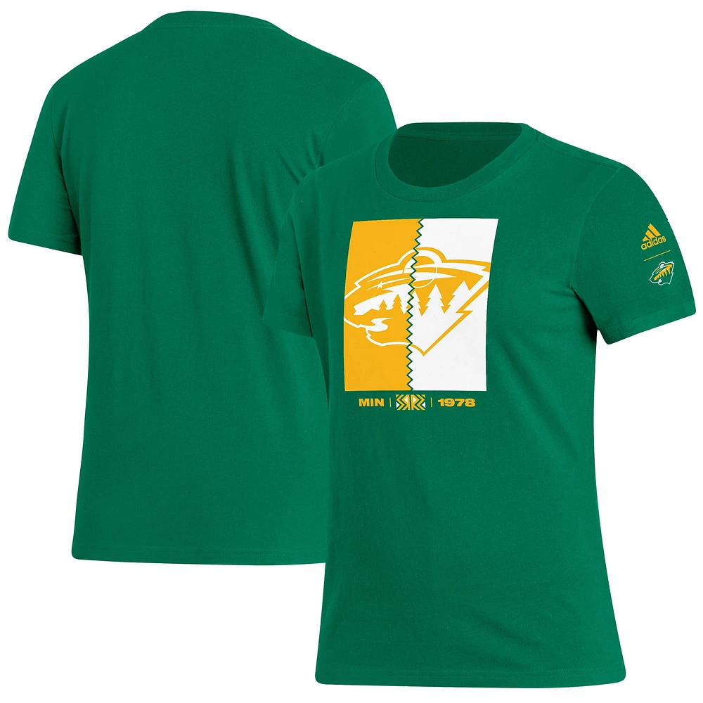 Women's adidas Kelly Green Minnesota Wild Reverse Retro 2.0 Playmaker T-Shirt