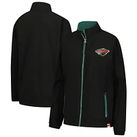 Veste d'entraîneur de patinoire authentique noire Fanatics Minnesota Wild pour femme, entièrement zippée