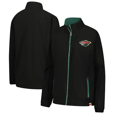 Veste d'entraîneur de patinoire authentique noire Fanatics Minnesota Wild pour femme, entièrement zippée