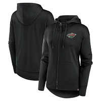 Women's Fanatics  Black Minnesota Wild Authentic Pro Scuba Full-Zip Hoodie