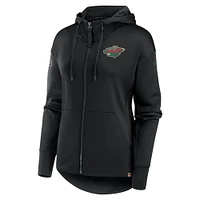 Women's Fanatics  Black Minnesota Wild Authentic Pro Scuba Full-Zip Hoodie