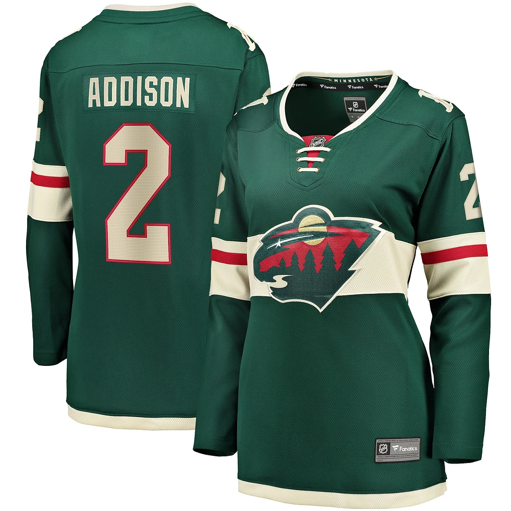 Maillot de joueur échappé du Minnesota Wild Fanatics Calen Addison pour femmes, vert