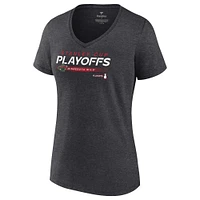 Women's Fanatics Charcoal Minnesota Wild 2022 Stanley Cup Playoffs Playmaker V-Neck T-Shirt