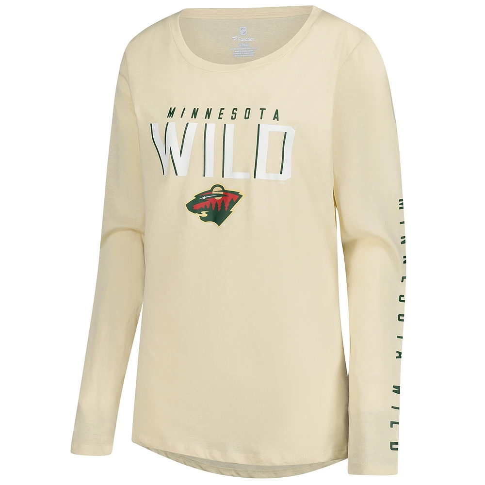 T-shirt à manches longues pour femme Fanatics crème Minnesota Wild Top Shelf