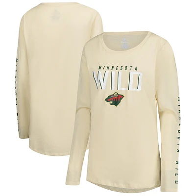 T-shirt à manches longues pour femme Fanatics crème Minnesota Wild Top Shelf