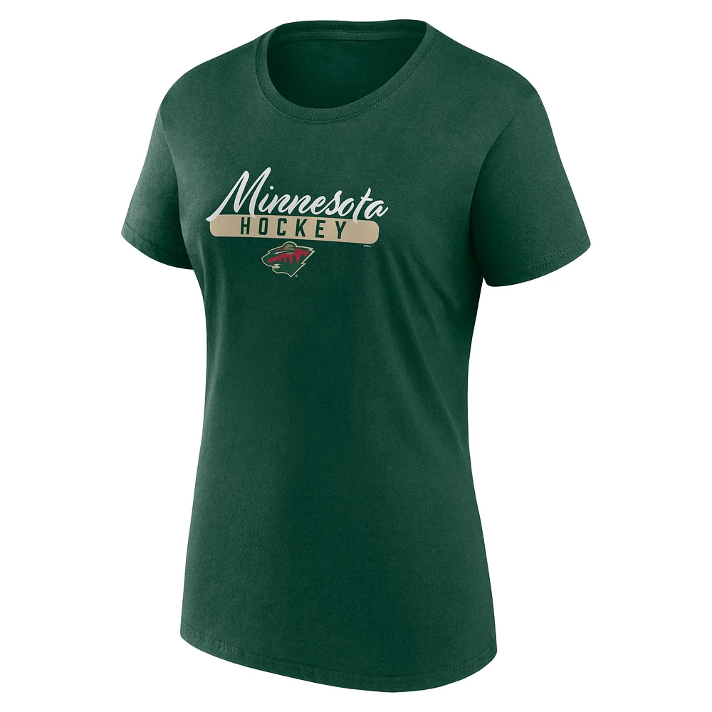 Ensemble de deux t-shirts fan Fanatics pour femmes, vert/noir, Minnesota Wild