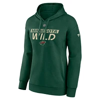 Women's Fanatics  Green Minnesota Wild Authentic Pro Core Primary Fleece Pullover Hoodie