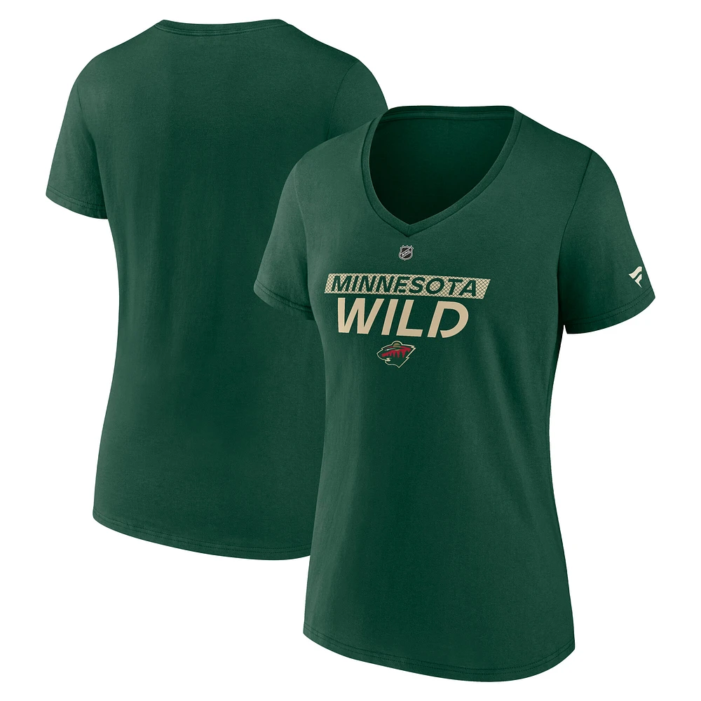 Women's Fanatics  Green Minnesota Wild Authentic Pro Core Primary V-Neck T-Shirt