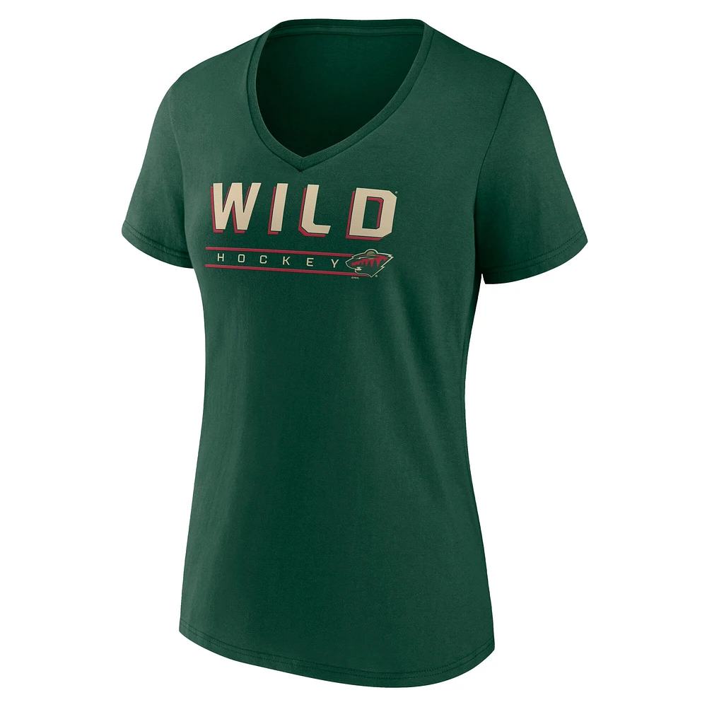 Women's Fanatics Green Minnesota Wild V-Neck T-Shirt