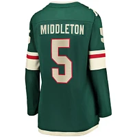 Fanatics pour femmes Jake Middleton vert Minnesota Wild Home Breakaway Player - Maillot