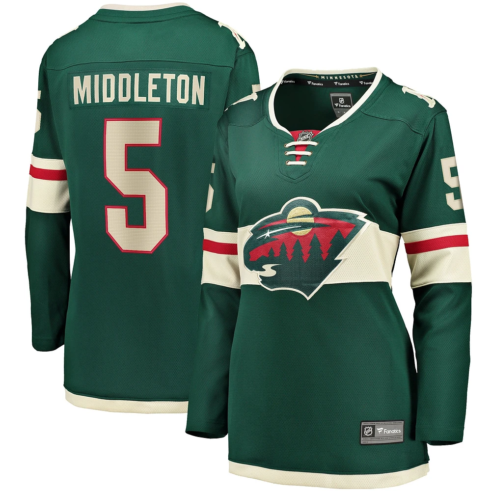 Women's Fanatics Jake Middleton Green Minnesota Wild Home Breakaway Player Jersey