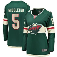 Fanatics pour femmes Jake Middleton vert Minnesota Wild Home Breakaway Player - Maillot