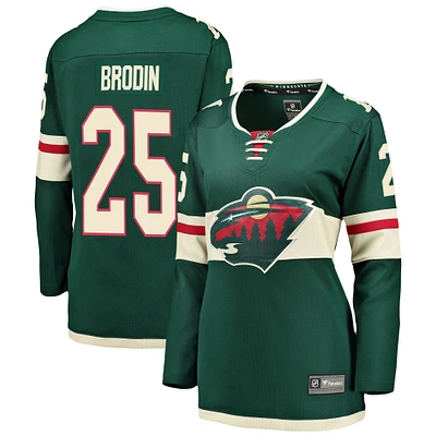 Maillot de joueur fanatiques Jonas Brodin vert Minnesota Wild Breakaway pour femmes