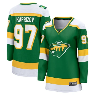 Women's Fanatics Kirill Kaprizov Green Minnesota Wild Alternate Premier Breakaway Player Jersey