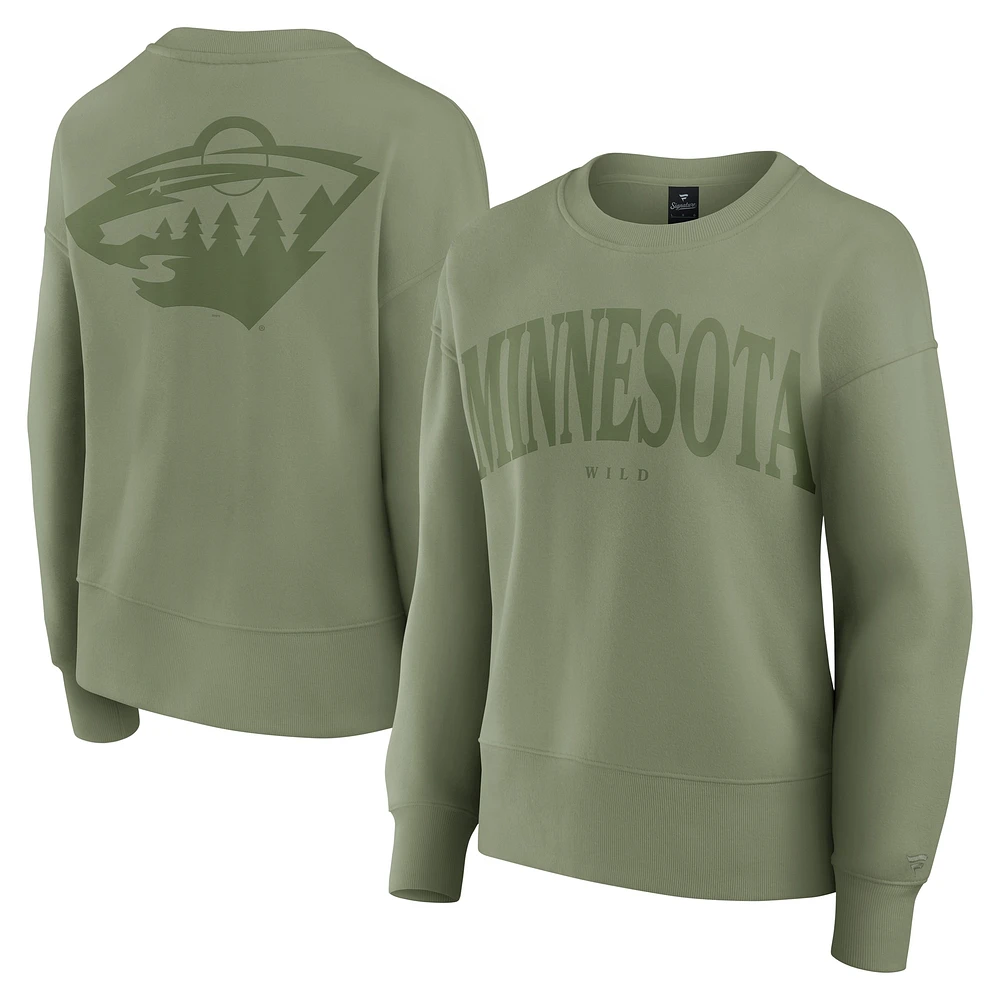 Women's Fanatics  Olive Minnesota Wild Elements Flow Pullover Sweatshirt