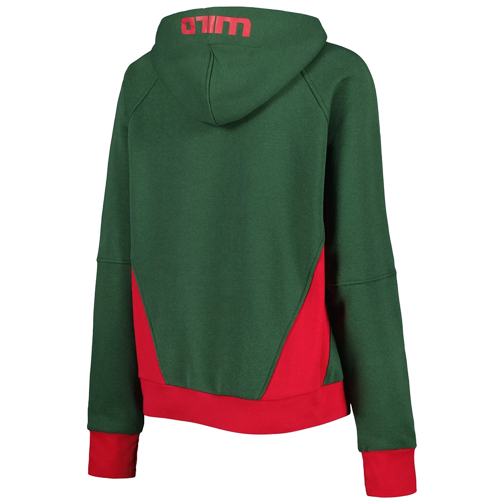 Women's Starter Green Minnesota Wild Wishbone Half-Zip Hoodie