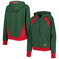 Sweat à capuche demi-zip Minnesota Wild Wishbone Starter vert pour femme