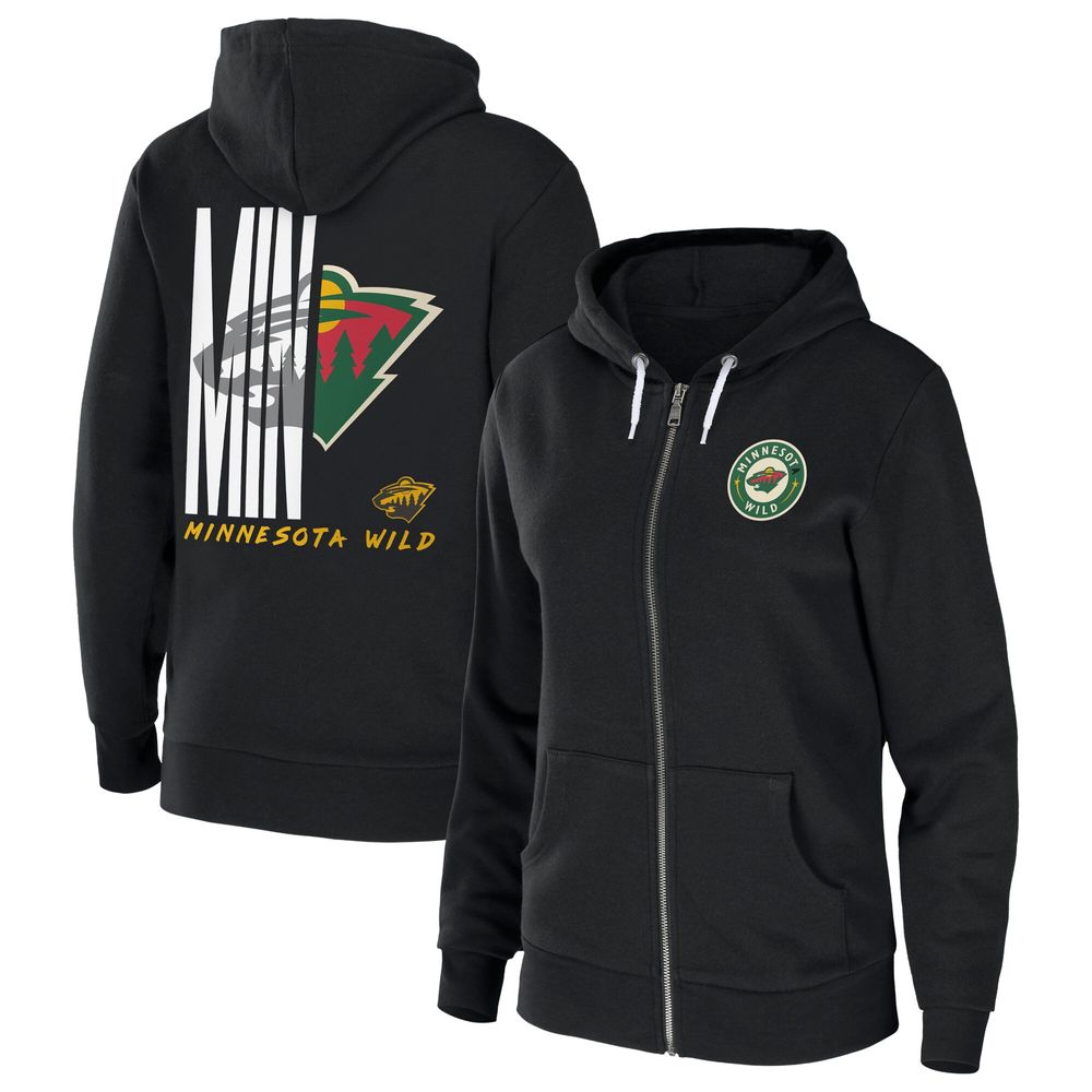 Women's WEAR by Erin Andrews Black Minnesota Wild Sponge Fleece Full-Zip Hoodie