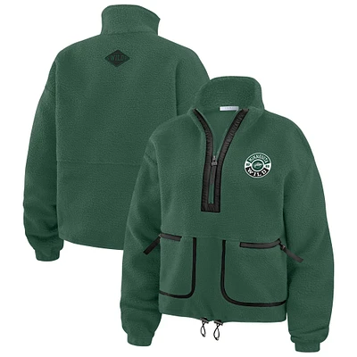 Women's WEAR by Erin Andrews  Green Minnesota Wild Polar Fleece Half-Zip Jacket