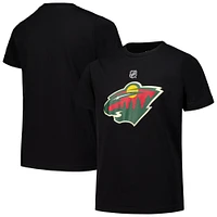 T-shirt noir avec logo principal du Minnesota Wild pour jeunes