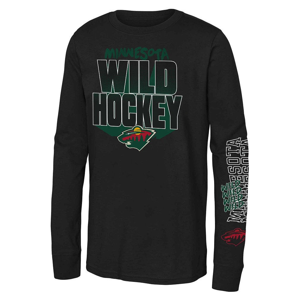 T-shirt à manches longues noir pour jeunes Minnesota Wild Standout