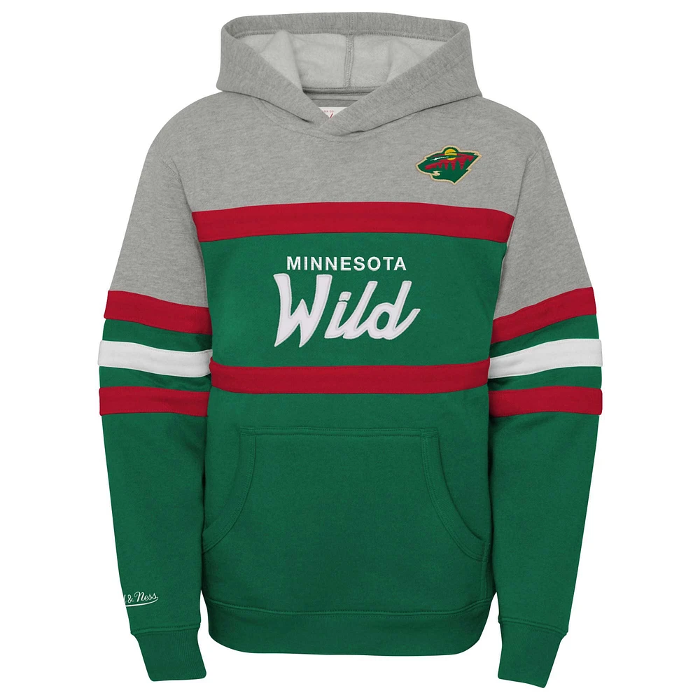 Youth Mitchell & Ness Green Minnesota Wild Head Coach Pullover Hoodie