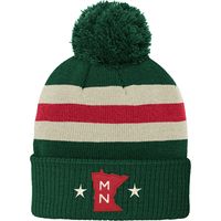 Youth White Minnesota Wild 2022 Winter Classic Team Logo - Cuffed Knit Hat with Pom