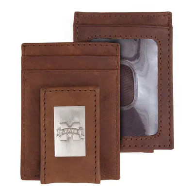 Mississippi State Bulldogs Leather Front Pocket Wallet - Brown