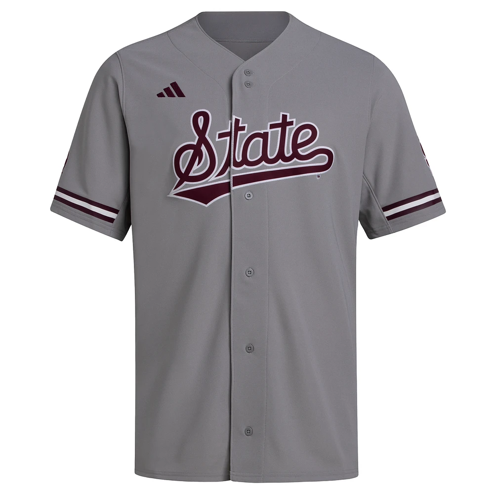 Maillot de baseball réplique gris Mississippi State Bulldogs pour homme adidas