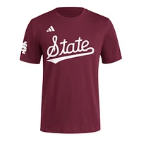 Men's adidas  Maroon Mississippi State Bulldogs Fresh Wordmark T-Shirt