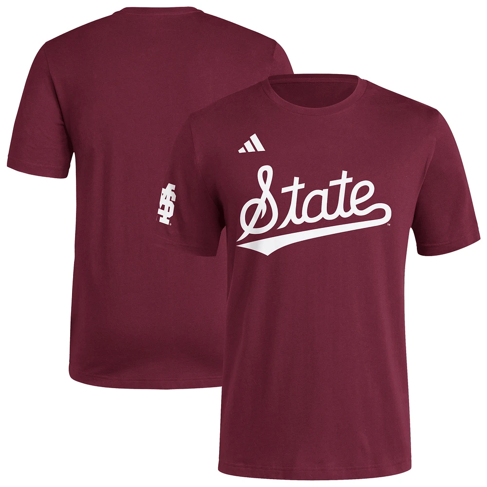 Men's adidas Maroon Mississippi State Bulldogs Fresh Wordmark T-Shirt