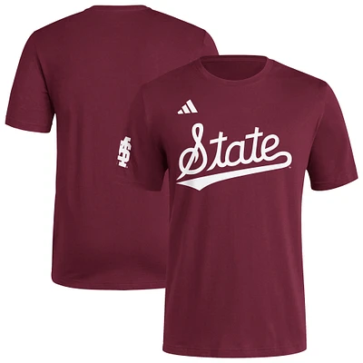 Men's adidas  Maroon Mississippi State Bulldogs Fresh Wordmark T-Shirt