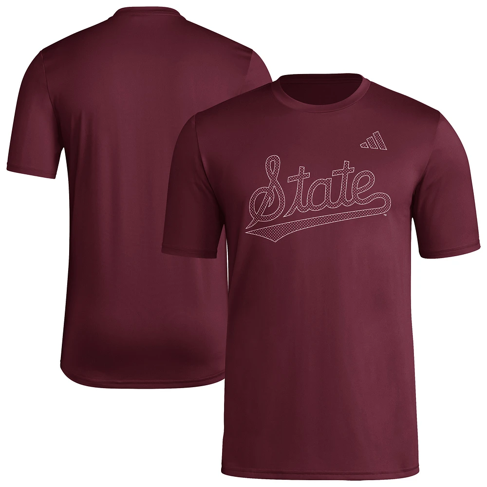 Men's adidas  Maroon Mississippi State Bulldogs Locker Local Impression AEROREADY T-Shirt