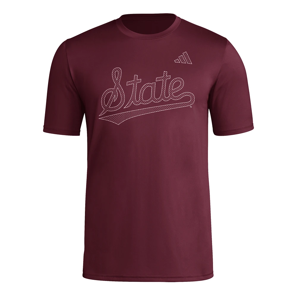 Men's adidas  Maroon Mississippi State Bulldogs Locker Local Impression AEROREADY T-Shirt