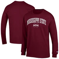 T-shirt à manches longues pour homme Champion Maroon Mississippi State Bulldogs Arch Over Logo